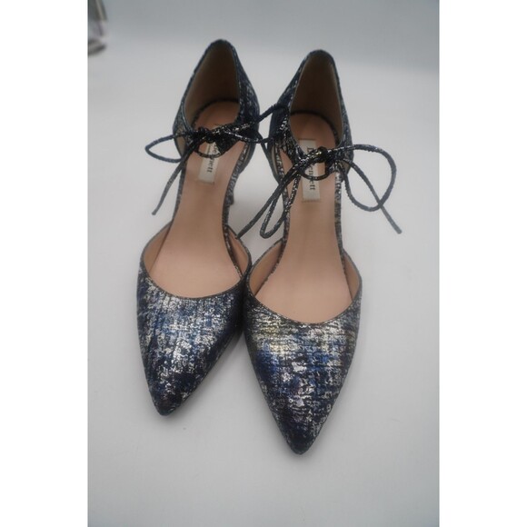 LK Bennett London Fauna Metallic Crackle Leather Suede Pointy Toe Pump Heel 39.5 - Picture 3 of 13